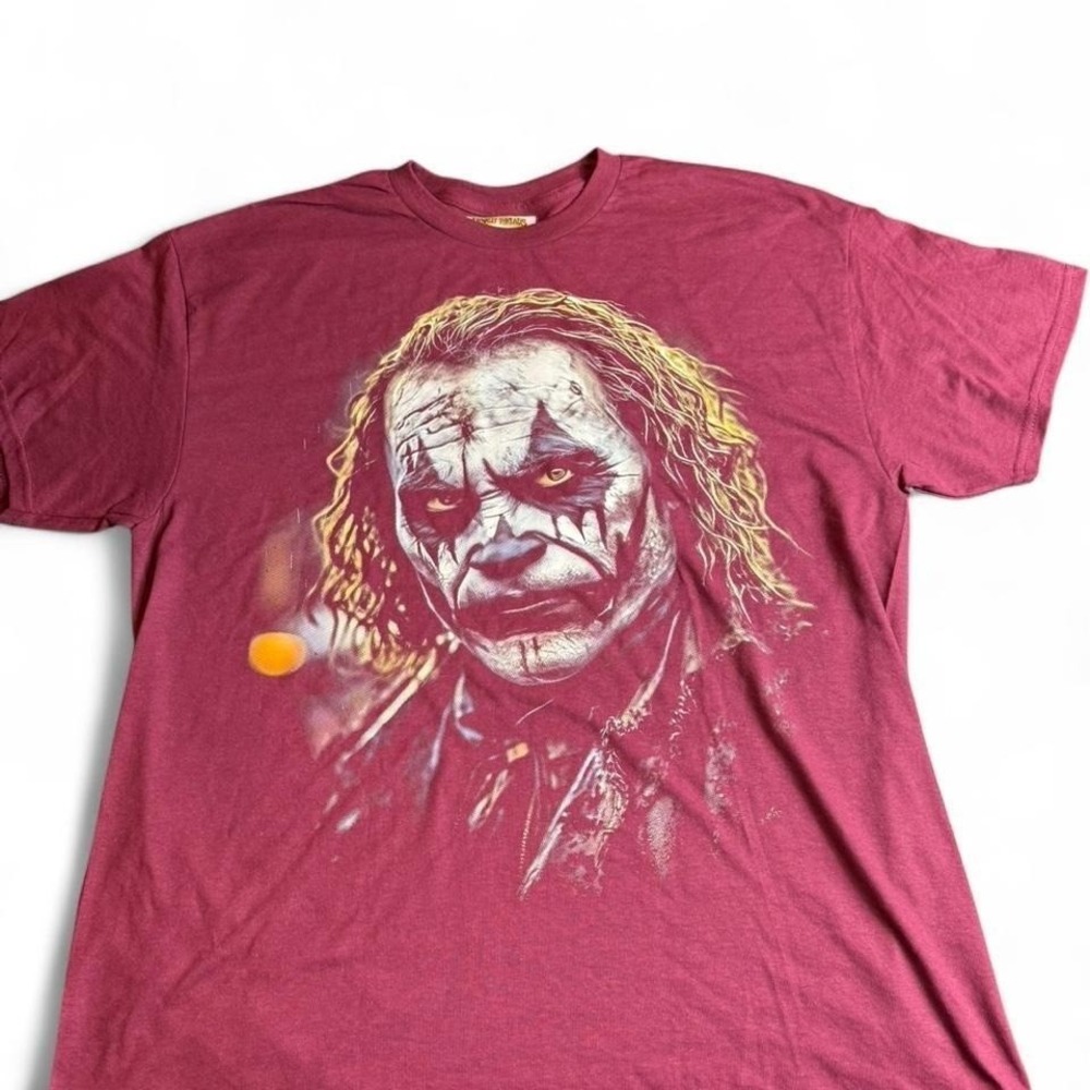 Dynasty Threads Joker Graphic T-Shirt Maroon XL Unisex DC Comics Movie Tee‎